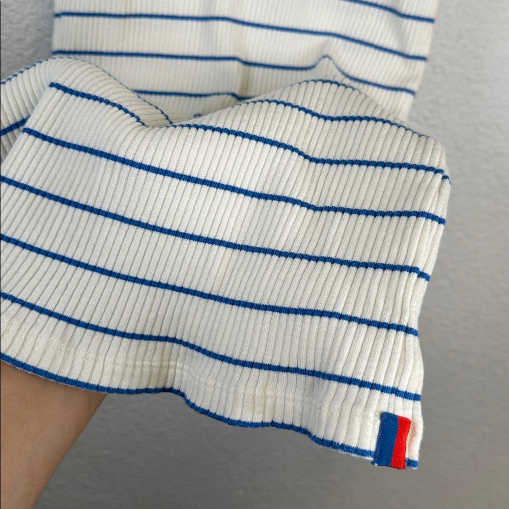 Kule Berri Dress Cream Blue Ribbed Striped Mini Womens XS Stretchy - Picture 5 of 10